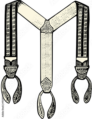 Photography suspenders vintage illustration isolated on transparent background