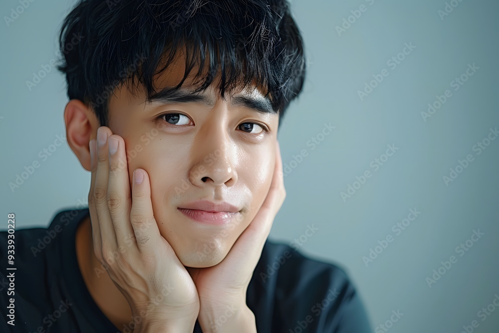 Thoughtful Young Man with a Gentle Expression Thoughtful Young Man with a Gentle Expression