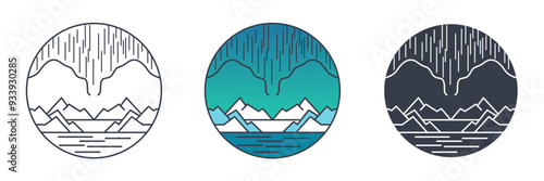 Aurora Northern Lights icon symbol vector illustration isolated on white background