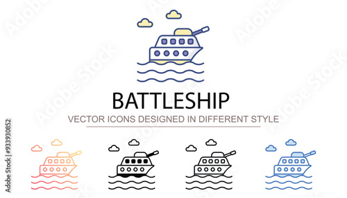 Battleship  icon design with white background stock illustration