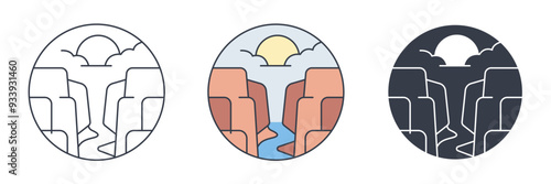 Canyon icon symbol vector illustration isolated on white background