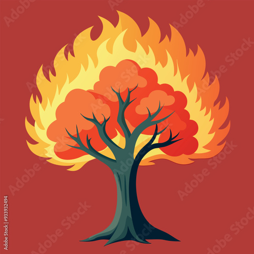 Burning Tree Vector Design Illustration