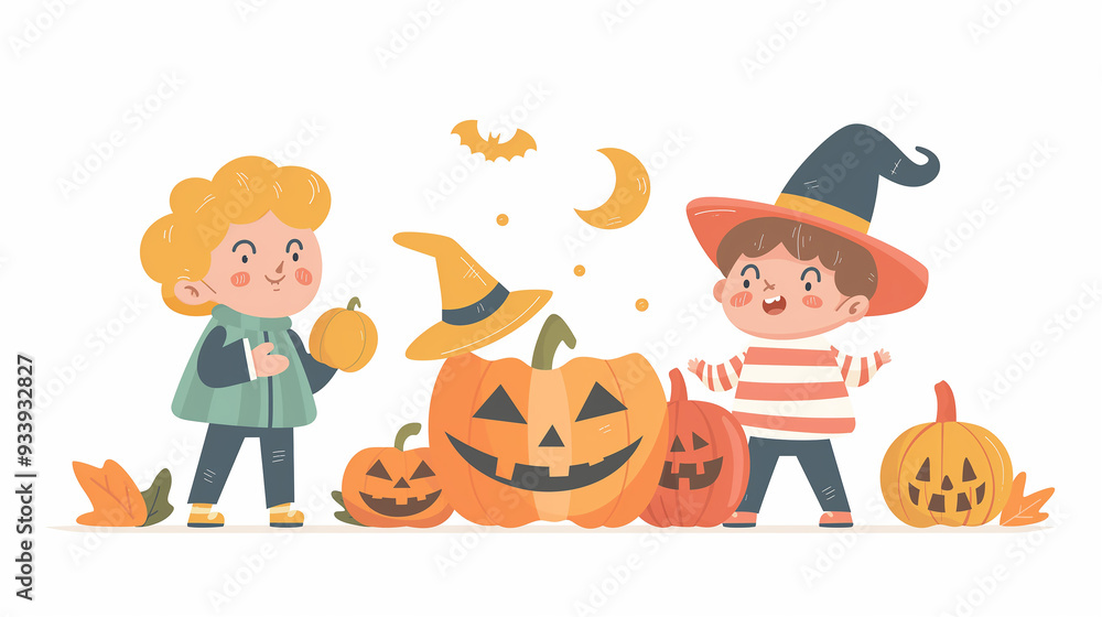 Kids Happy halloween with pumpkin Kids Happy halloween with pumpkin