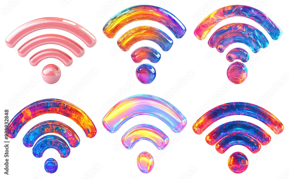 Colorful Wi-Fi icons in abstract style isolated on transparent background Colorful Wi-Fi icons in abstract style isolated on transparent background