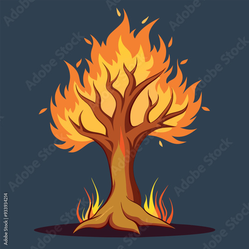 Burning Tree Vector Design Illustration