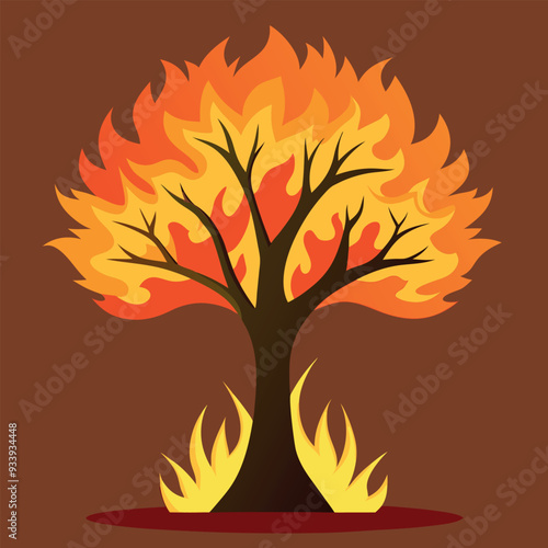 Burning Tree Vector Design Illustration