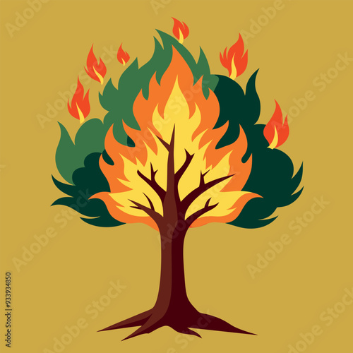 Burning Tree Vector Design Illustration