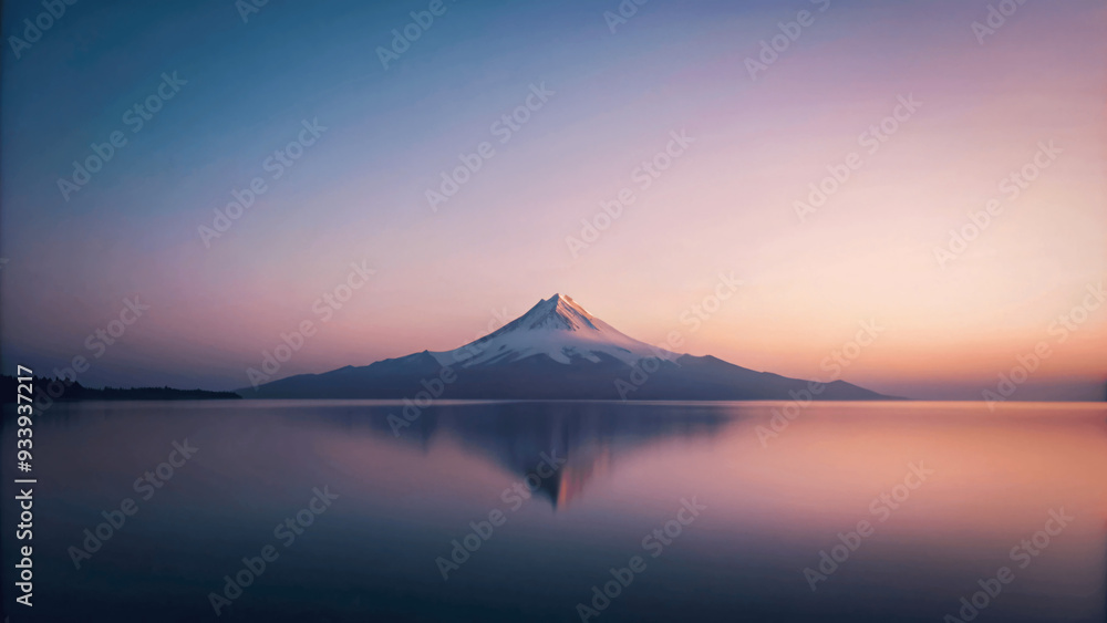 Minimalist background featuring a majestic single mountain peak amidst a breathtaking gradient sky Minimalist background featuring a majestic single mountain peak amidst a breathtaking gradient sky