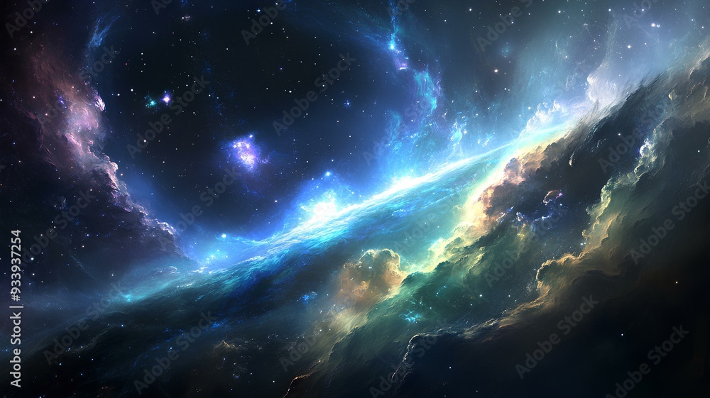 Fototapeta premium Abstract cosmic background with nebula, stars and galaxies in space