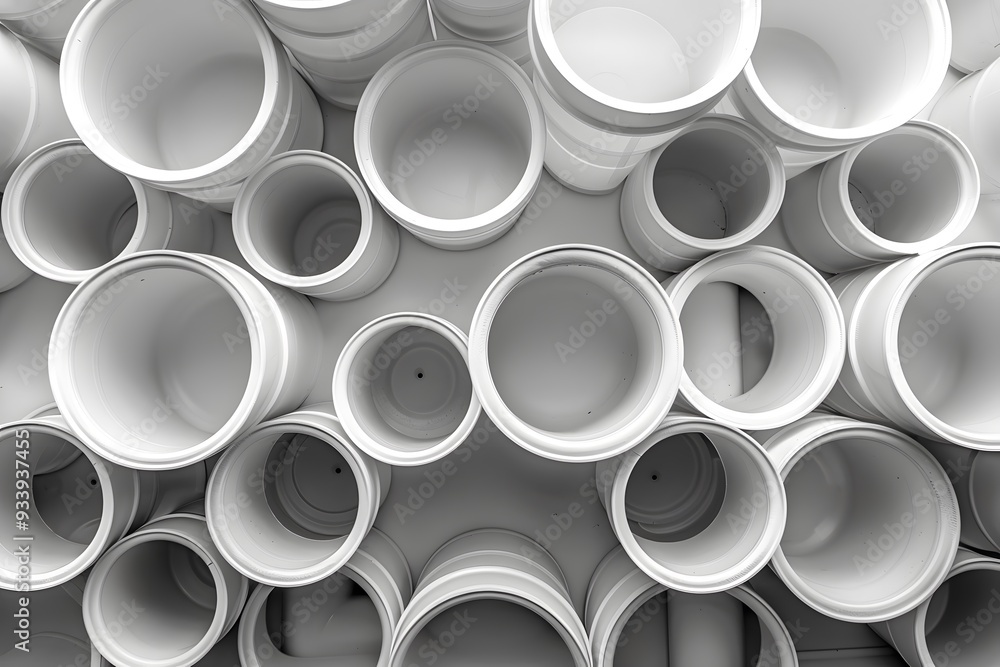 Abstract Composition of White Cylindrical Containers Abstract Composition of White Cylindrical Containers