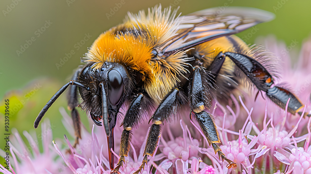 Bee on pink flower Bee on pink flower
