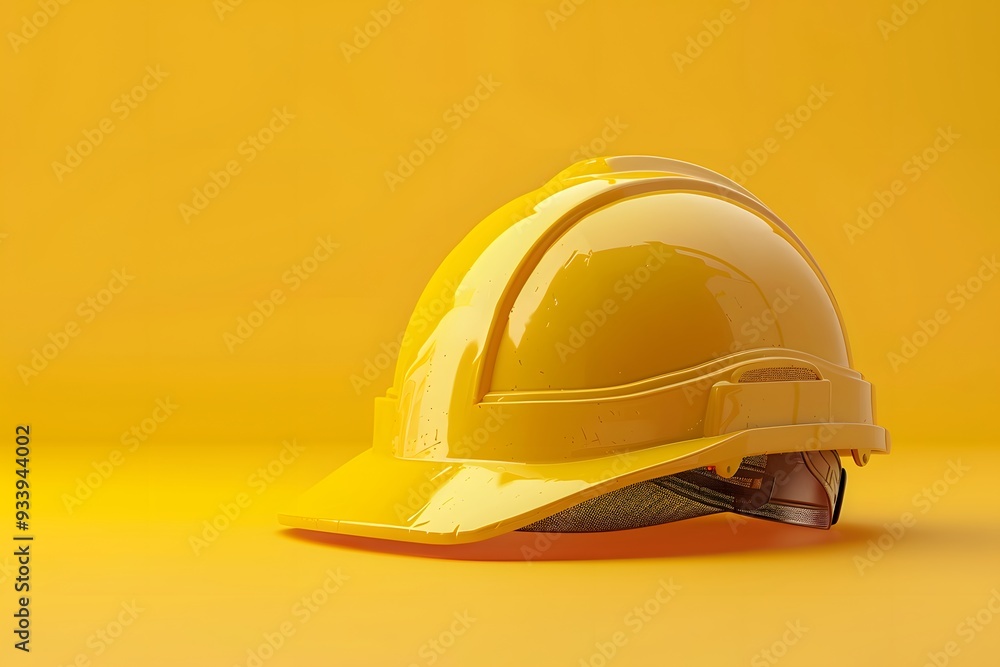 Bright Yellow Hard Hat on a Vibrant Yellow Background Bright Yellow Hard Hat on a Vibrant Yellow Background