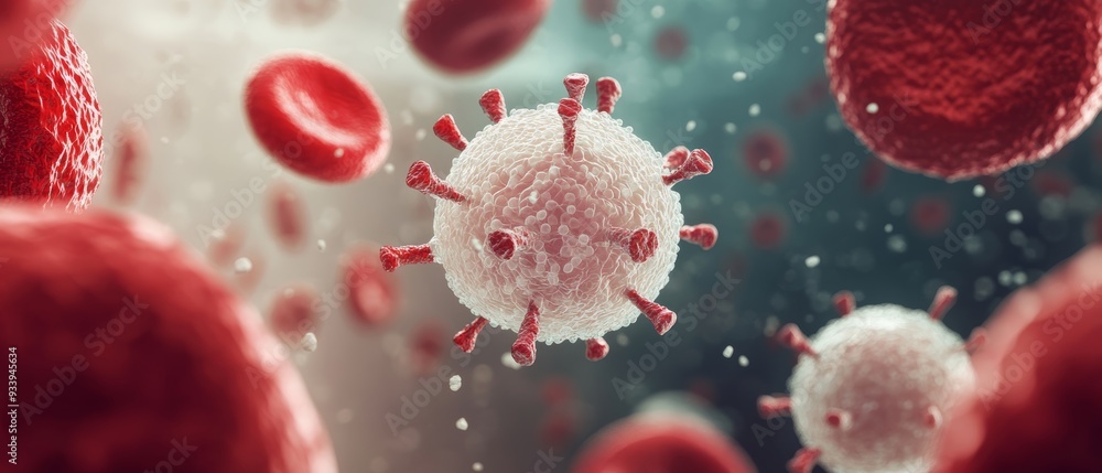 Fototapeta premium a background depicting blood cells in action, symbolizing immune defense