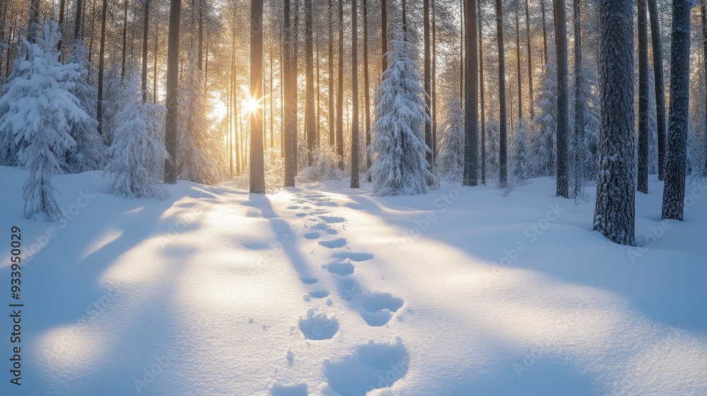 Tranquil Winter Forest Scene with Snow Tranquil Winter Forest Scene with Snow