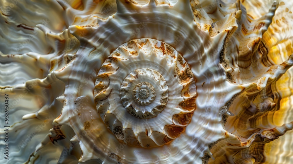Seashell Spiral: A Close-Up View Seashell Spiral: A Close-Up View