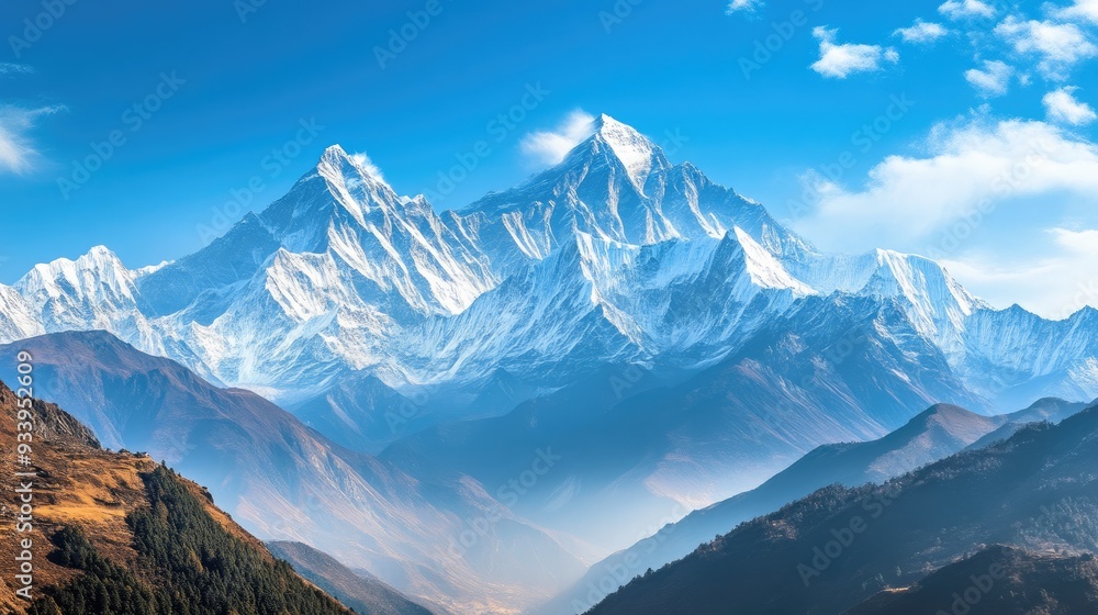 Obraz premium Serene View of Majestic Snowy Mountains Under Clear Skies