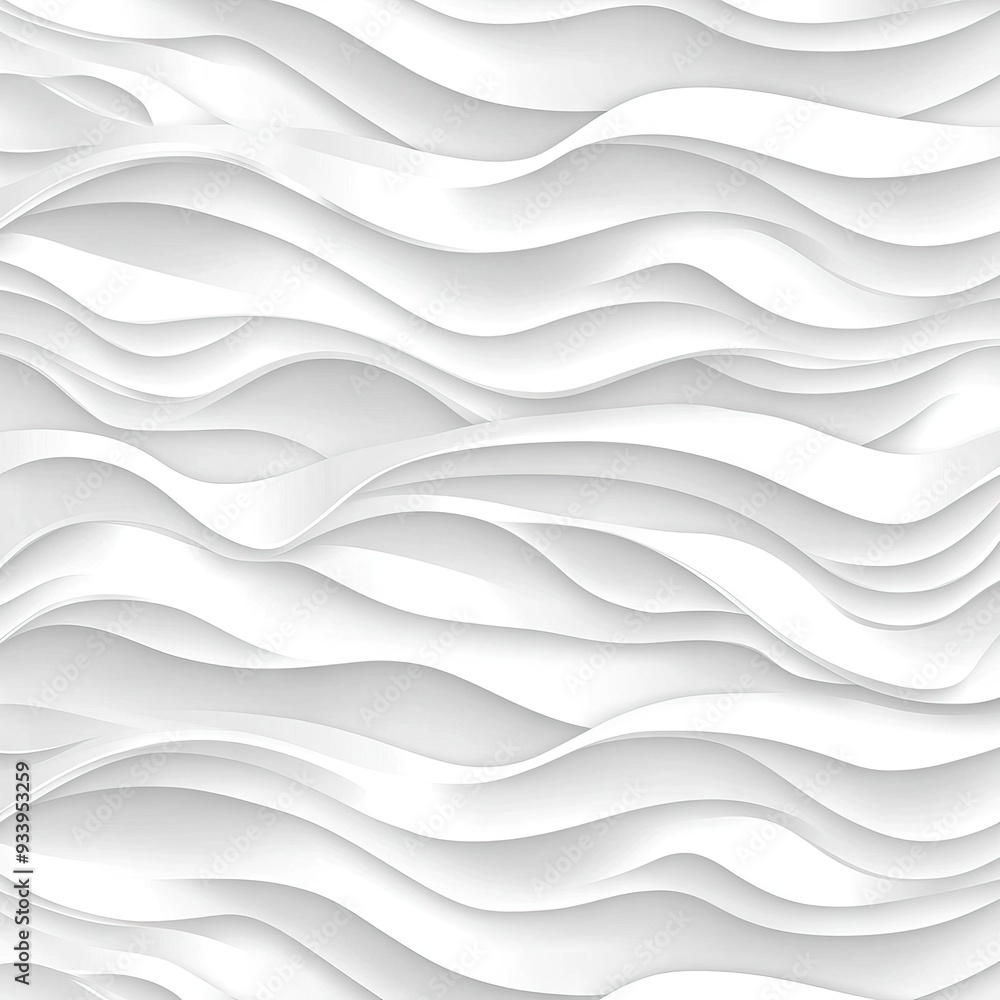 Fototapeta premium Abstract White Seamless Pattern with Wavy Lines and Organic Shapes. AI generated illustration