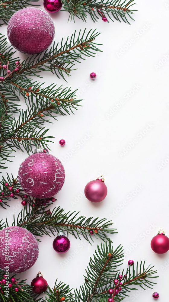 Christmas postcard background Below is a small image of fir branches with Christmas tree balls Christmas postcard background Below is a small image of fir branches with Christmas tree balls