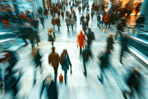 People as a Crowd in Shopping Mall walking in during day time, modern business center with a blurred background.