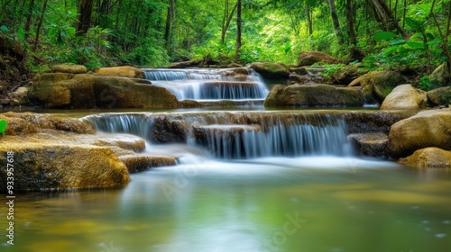 Gentle Forest Brook Flowing Over Smooth Stones