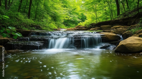 Glistening Stream in a Peaceful Forest Setting