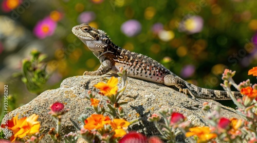 Lizard on a Rock in a Garden