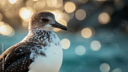 Close-up of a seabird with a blurry background