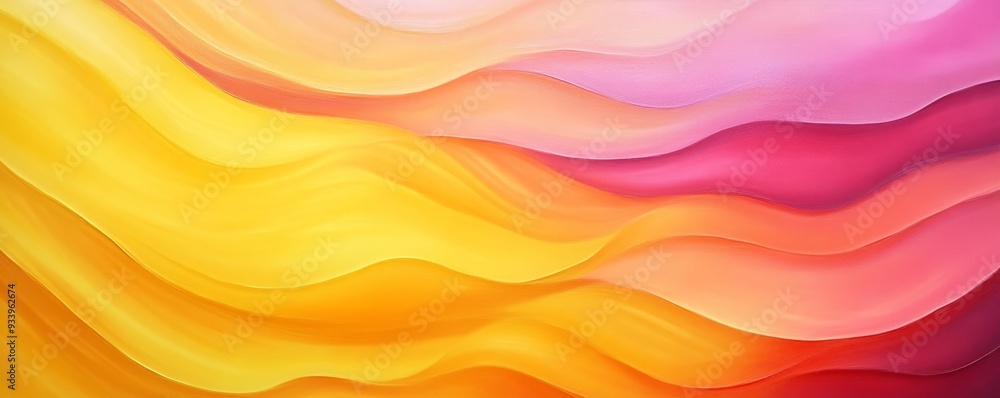 Obraz premium Abstract wavy pattern in vibrant yellow, orange, and pink hues, modern art concept