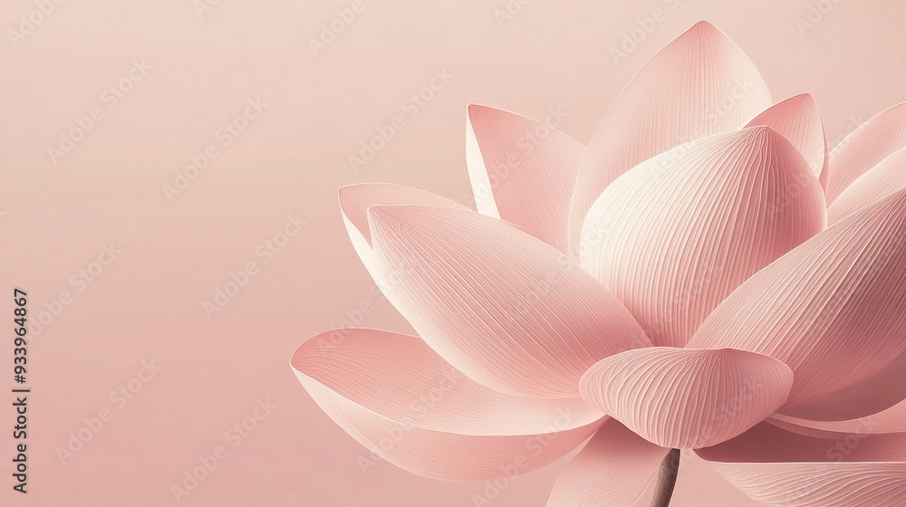 Delicate pink lotus flower blooming against a soft pastel background in a serene setting during daylight hours Delicate pink lotus flower blooming against a soft pastel background in a serene setting during daylight hours