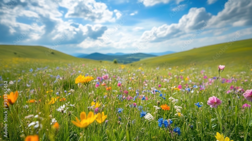 Beautiful Rolling Hills with Wildflowers in Spring Beautiful Rolling Hills with Wildflowers in Spring