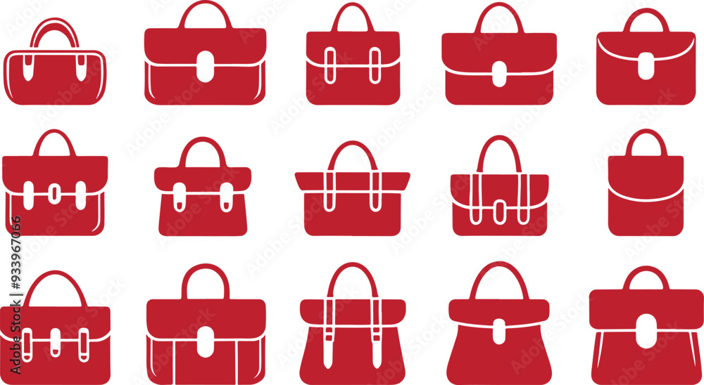 Set of bag silhouette isolated on white background Set of bag silhouette isolated on white background