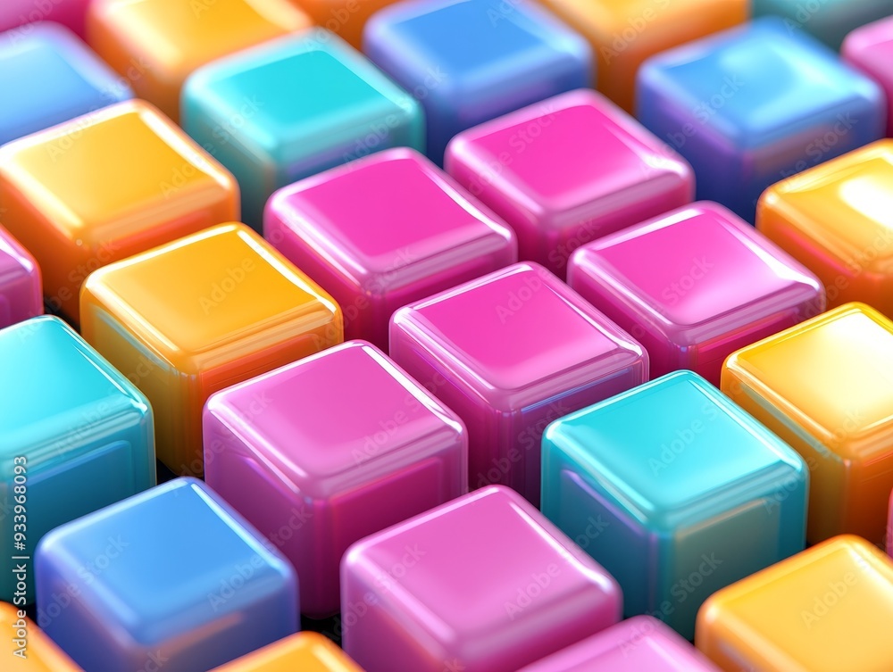 Colorful Glossy Cubes A CloseUp Perspective of a Geometric Abstract Composition Colorful Glossy Cubes A CloseUp Perspective of a Geometric Abstract Composition
