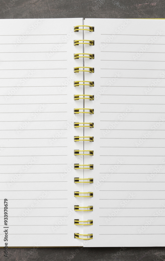 Close up of an open empty paper notebook with lined pages Close up of an open empty paper notebook with lined pages