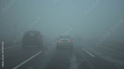 car driving in the fog 