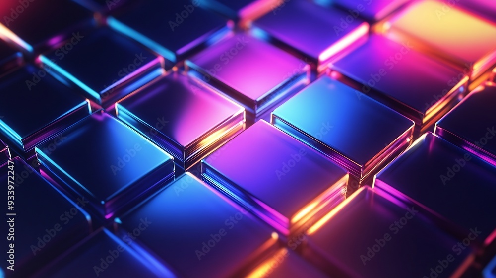 Abstract Neon Cubes Background Abstract Neon Cubes Background