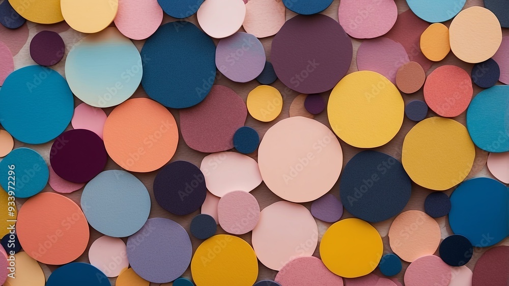 Colorful abstract background with circles and polka dots on pink, blue, and yellow vibrant and playful artistic design for travel and fashion themes. Colorful abstract background with circles and polka dots on pink, blue, and yellow vibrant and playful artistic design for travel and fashion themes.
