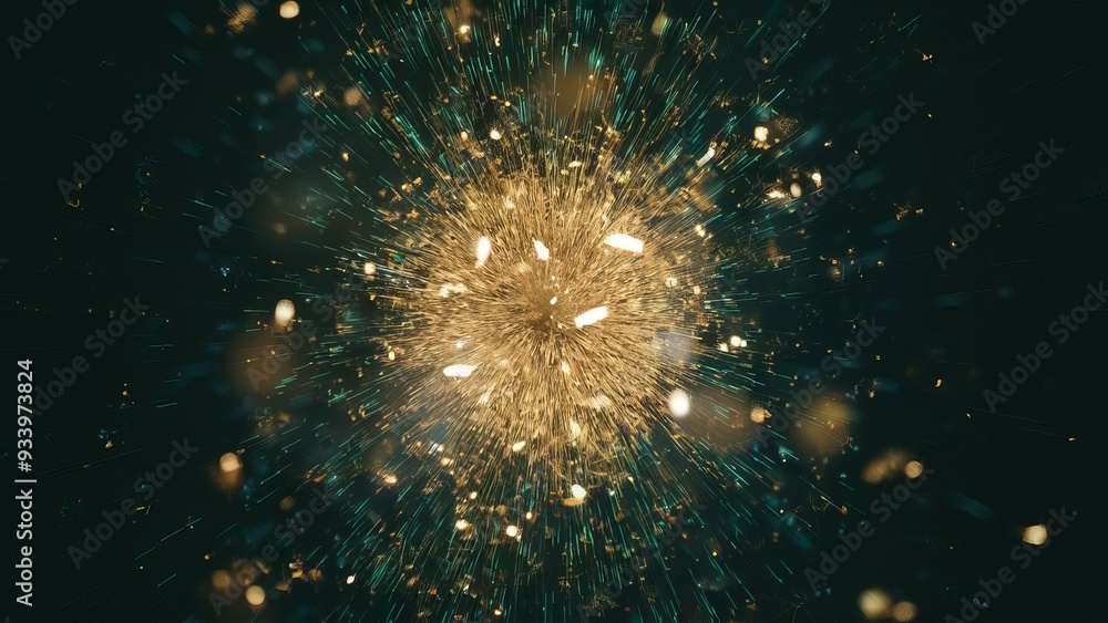 Explosion Of Golden Particles In A Dark Space Creating A Dynamic And Energetic Abstract Visual With A Sense Of Motion Explosion Of Golden Particles In A Dark Space Creating A Dynamic And Energetic Abstract Visual With A Sense Of Motion