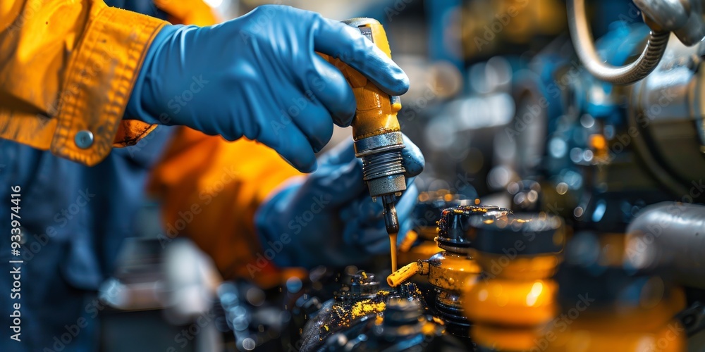 Mechanic Working on a Machine in a Factory Mechanic Working on a Machine in a Factory