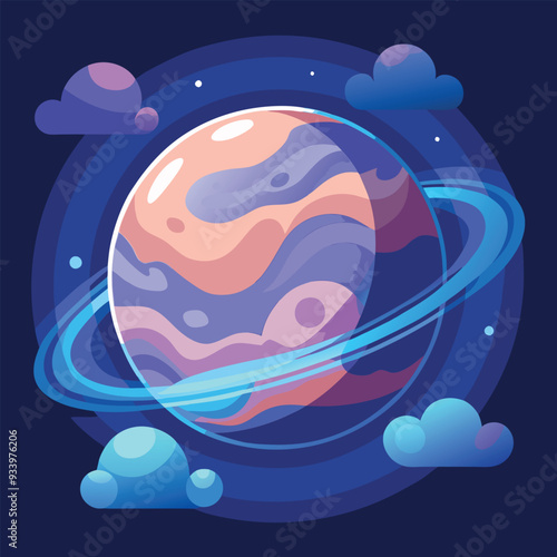 Cloudy Planet Vector Design Illustration