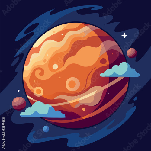 Cloudy Planet Vector Design Illustration