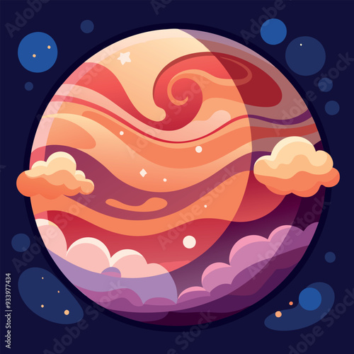 Cloudy Planet Vector Design Illustration