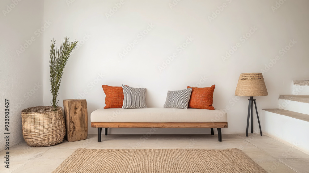 Cozy Living Room with Orange and Gray Pillows Cozy Living Room with Orange and Gray Pillows