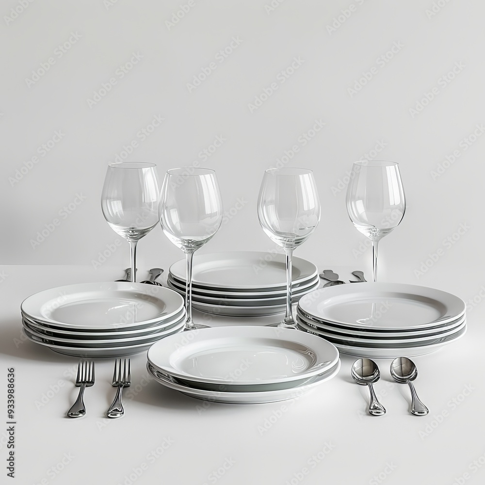 dinning tabel on plates with white background dinning tabel on plates with white background