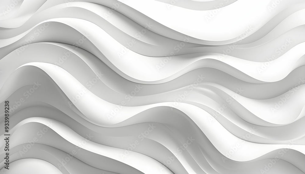 White 3D Wavy Band Background.