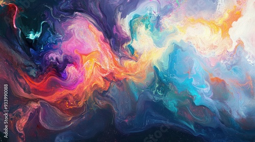 Abstract Painting with Swirling Colors