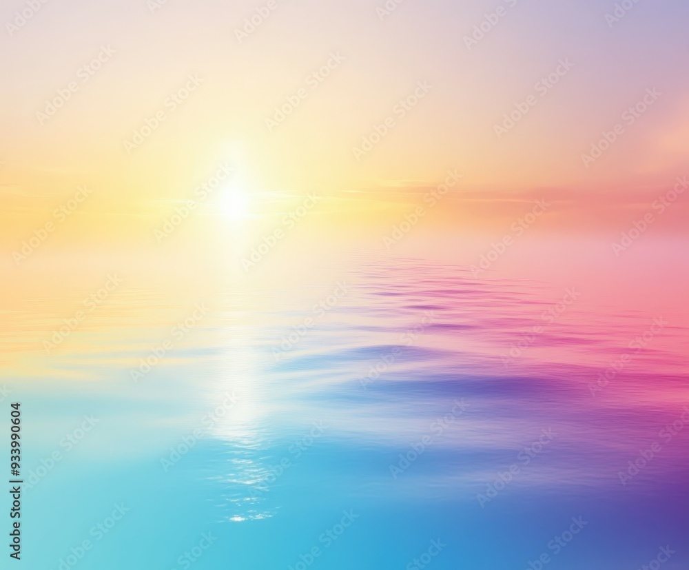 Serene sunset over calm ocean waters with pastel colors Serene sunset over calm ocean waters with pastel colors
