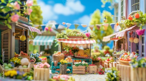 Miniature Market Street with Fresh Produce.