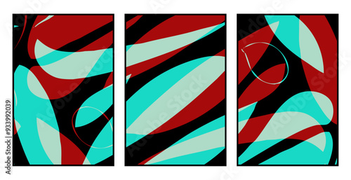 Set of 3 Abstract pattern. Illustration for printing on wall decorations. For use in graphics.