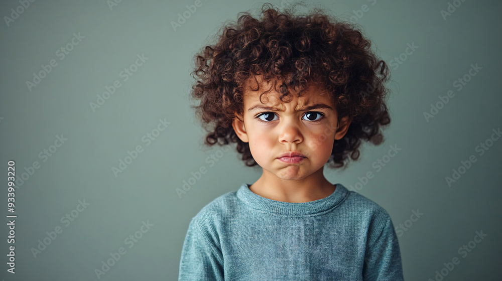 Young Child Deep in Concentration - Focused and Determined Expression in Playful Attire against Plain Background Young Child Deep in Concentration - Focused and Determined Expression in Playful Attire against Plain Background