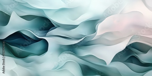 Soft blue and white fabric waves flowing gently in light photo